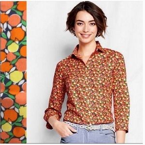 Lands' End Fruit Print Button Down Top sz:2 Materials: 100% Baumwolle